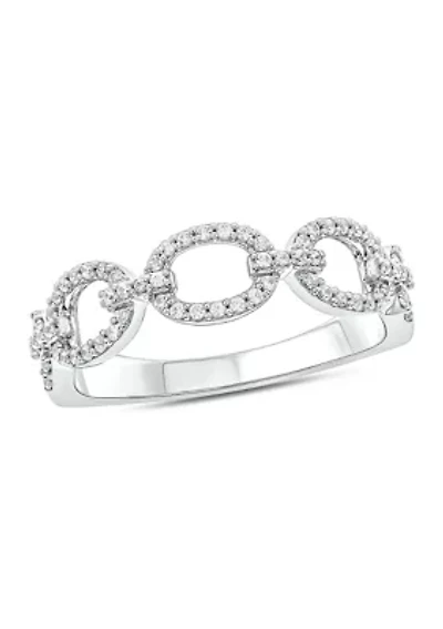 1/ ct. t.w. Diamond Fashion Cuban Band Ring Sterling Silver