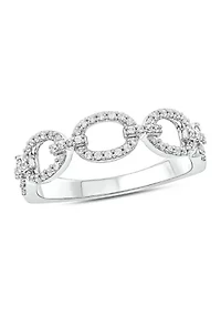 1/ ct. t.w. Diamond Fashion Cuban Band Ring Sterling Silver