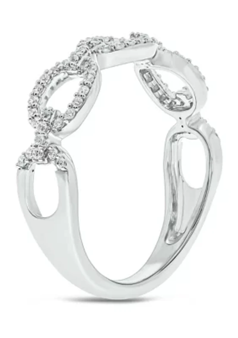 1/ ct. t.w. Diamond Fashion Cuban Band Ring Sterling Silver