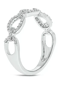 1/ ct. t.w. Diamond Fashion Cuban Band Ring Sterling Silver