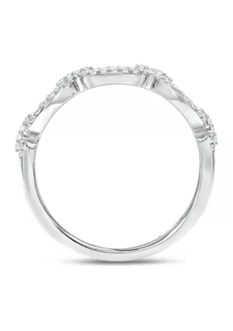 1/ ct. t.w. Diamond Fashion Cuban Band Ring Sterling Silver