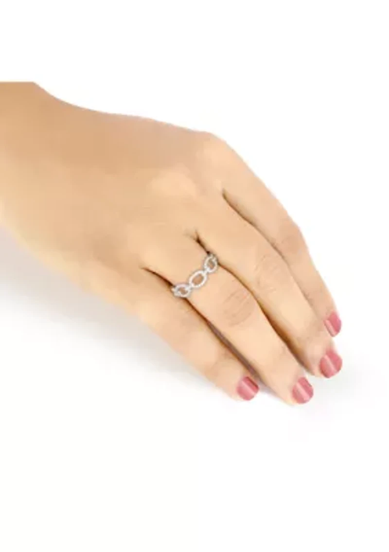 1/ ct. t.w. Diamond Fashion Cuban Band Ring Sterling Silver