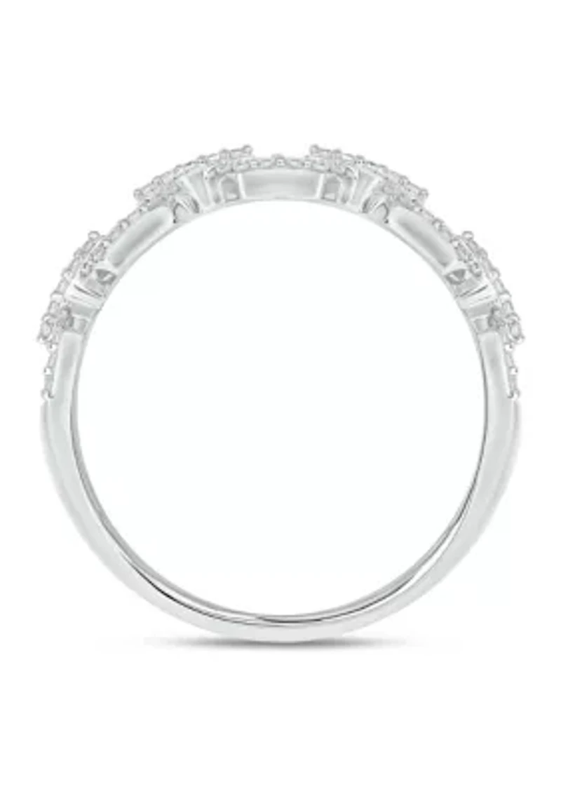 1/4 ct. t.w. Diamond Cuban Band Ring 925 Sterling Silver