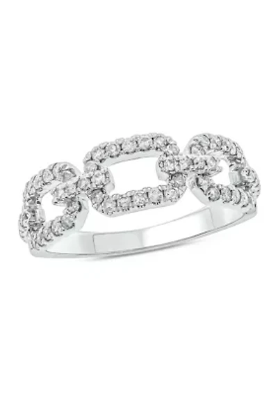 1/2 ct. t.w. Diamond Cuban Band Ring 925 Sterling Silver