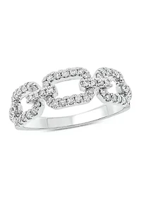 1/2 ct. t.w. Diamond Cuban Band Ring 925 Sterling Silver