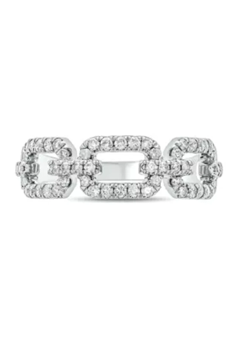 1/2 ct. t.w. Diamond Cuban Band Ring 925 Sterling Silver