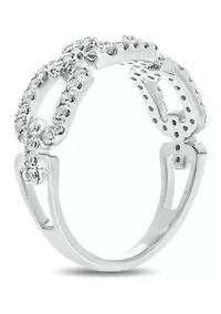 1/2 ct. t.w. Diamond Cuban Band Ring 925 Sterling Silver