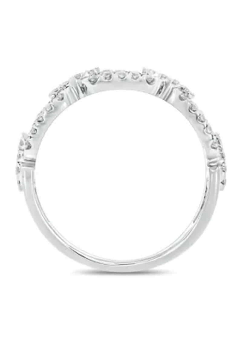 1/2 ct. t.w. Diamond Cuban Band Ring 925 Sterling Silver