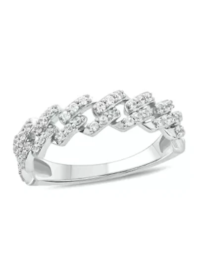 1/3 ct. t.w. Diamond Cuban Band Ring Sterling Silver