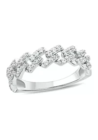 1/3 ct. t.w. Diamond Cuban Band Ring Sterling Silver