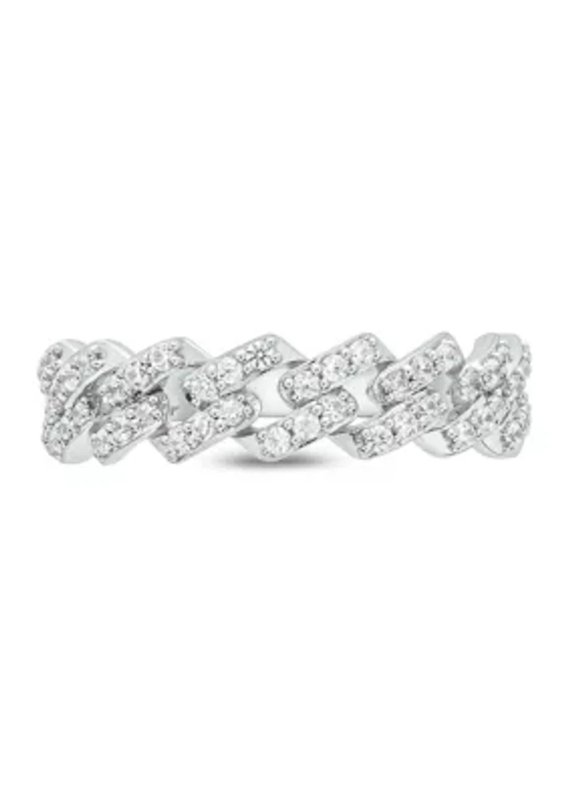 1/3 ct. t.w. Diamond Cuban Band Ring Sterling Silver