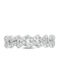 1/3 ct. t.w. Diamond Cuban Band Ring Sterling Silver
