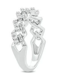 1/3 ct. t.w. Diamond Cuban Band Ring Sterling Silver