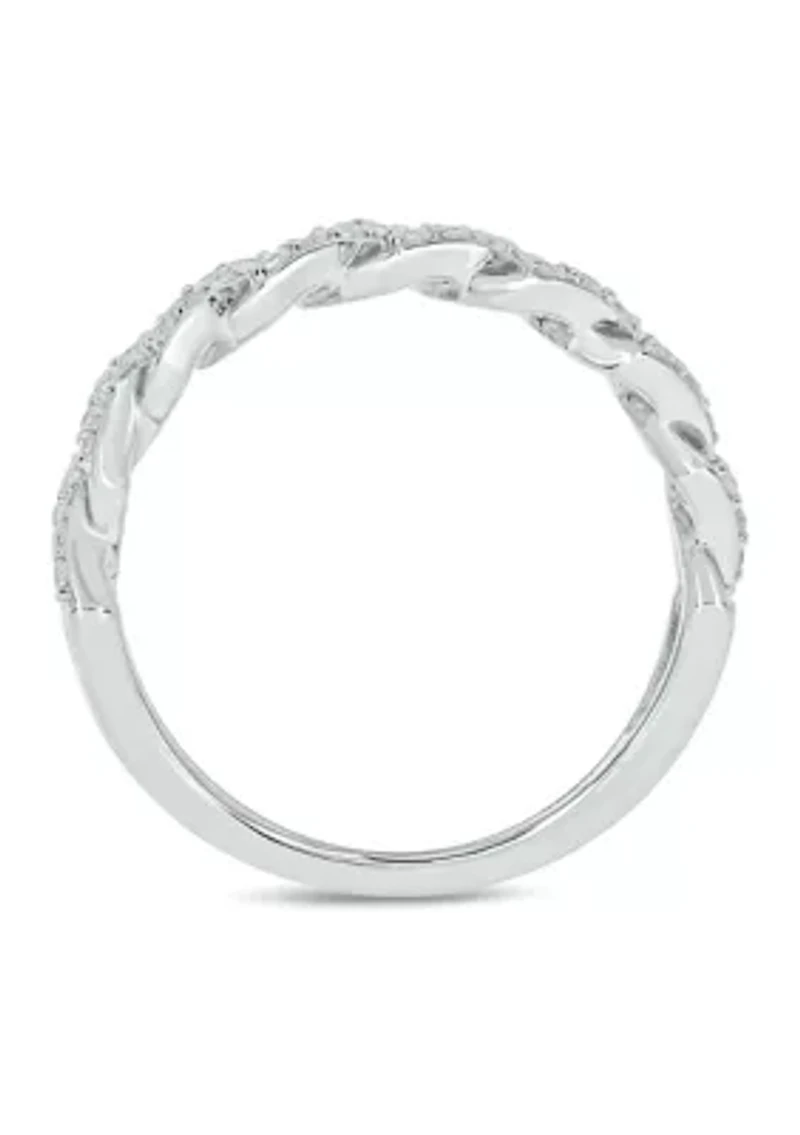 1/3 ct. t.w. Diamond Cuban Band Ring Sterling Silver