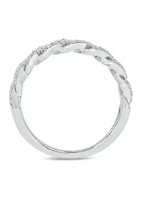 1/3 ct. t.w. Diamond Cuban Band Ring Sterling Silver