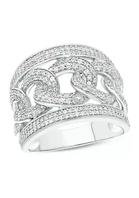 1 ct. t.w. Diamond Cuban Band Ring Sterling Silver