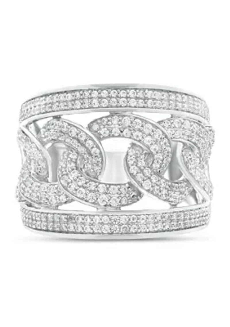 1 ct. t.w. Diamond Cuban Band Ring Sterling Silver