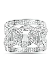1 ct. t.w. Diamond Cuban Band Ring Sterling Silver