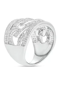 1 ct. t.w. Diamond Cuban Band Ring Sterling Silver