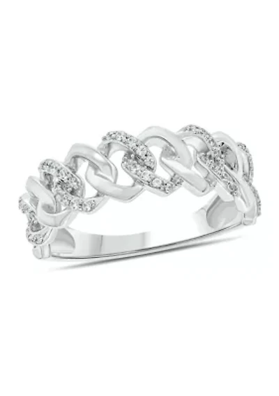 1/5 ct. t.w. Diamond Cuban Band Ring Sterling Silver