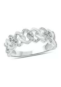 1/5 ct. t.w. Diamond Cuban Band Ring Sterling Silver