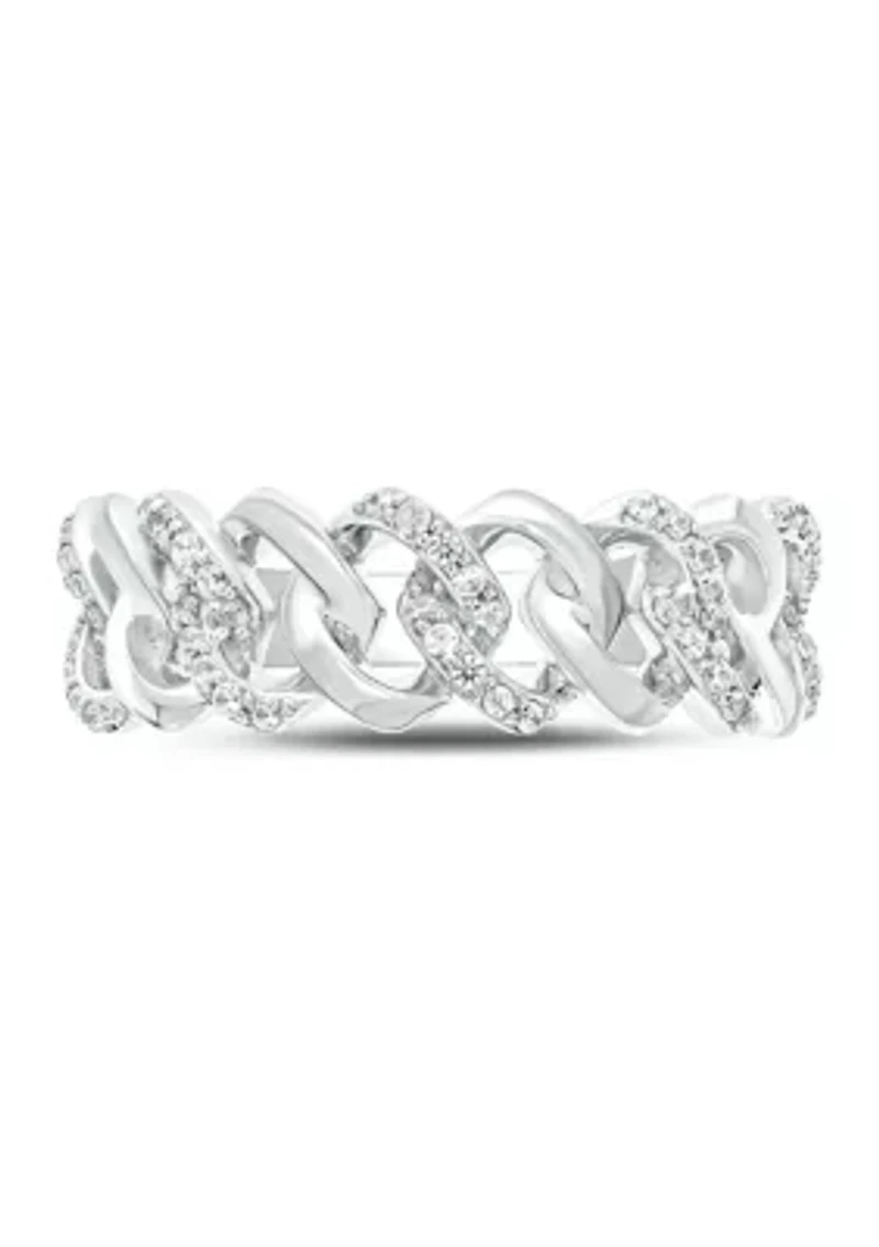 1/5 ct. t.w. Diamond Cuban Band Ring Sterling Silver