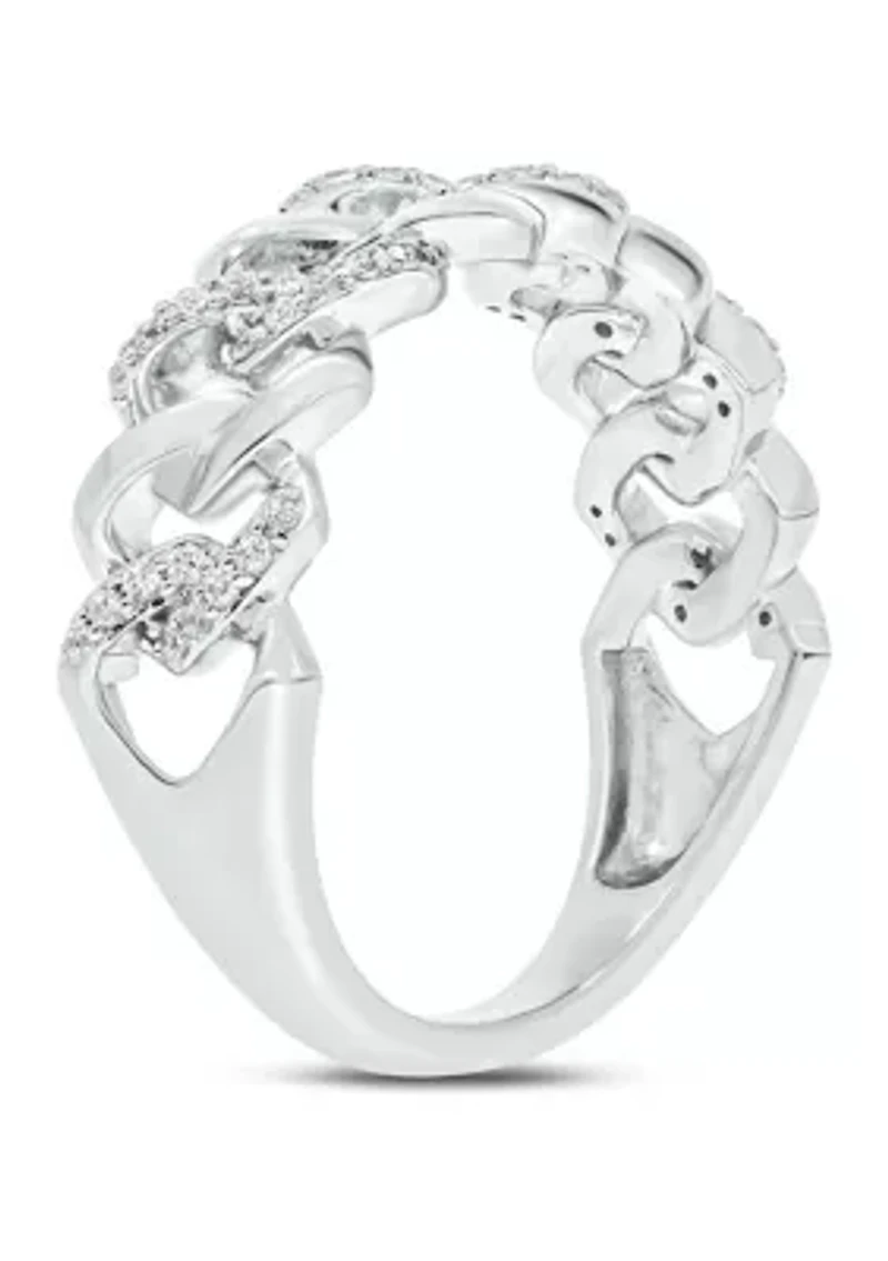 1/5 ct. t.w. Diamond Cuban Band Ring Sterling Silver