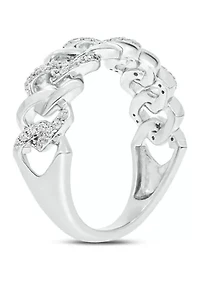 1/5 ct. t.w. Diamond Cuban Band Ring Sterling Silver