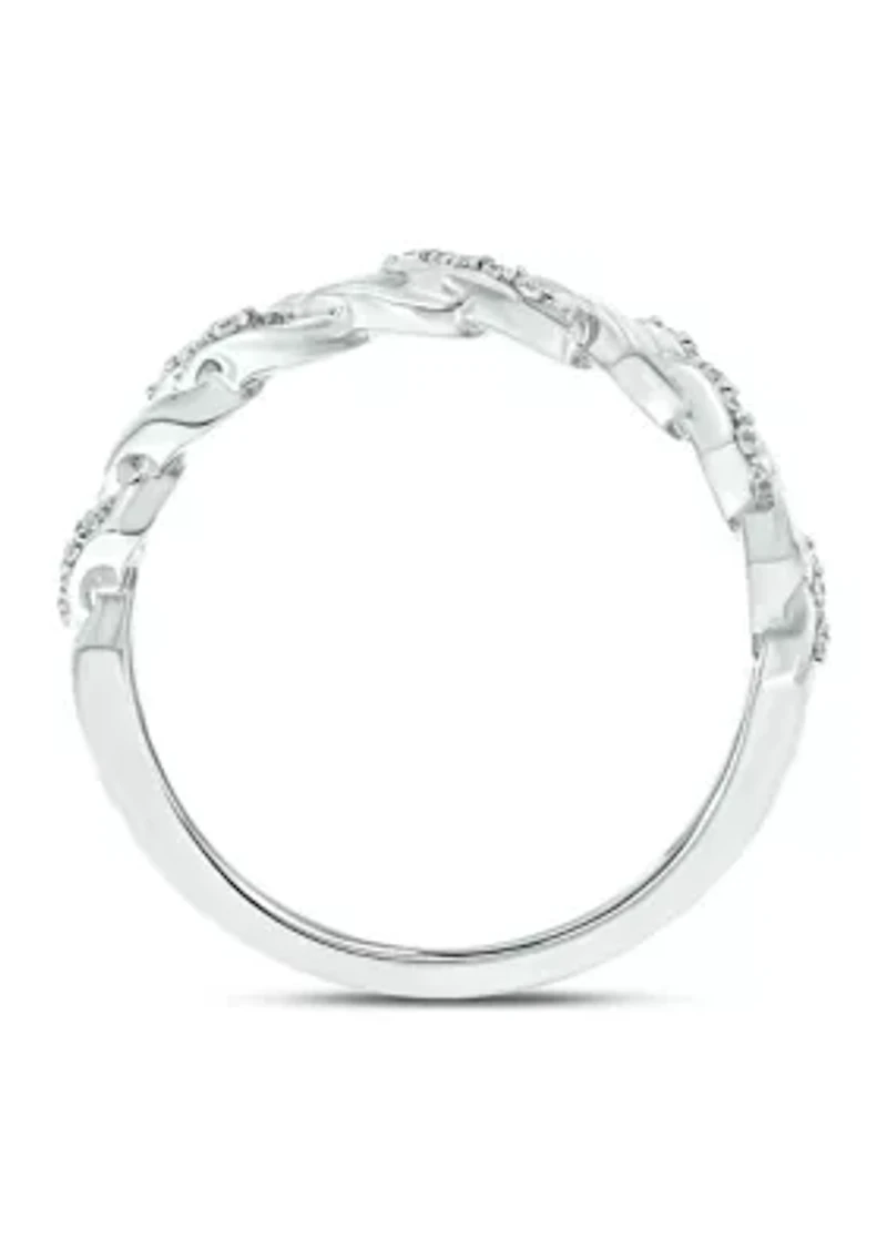 1/5 ct. t.w. Diamond Cuban Band Ring Sterling Silver