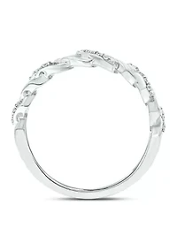1/5 ct. t.w. Diamond Cuban Band Ring Sterling Silver
