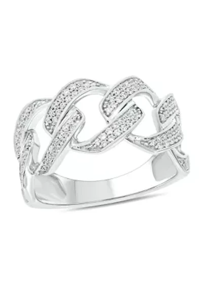 1/3 ct. t.w. Diamond Fashion Cuban Band Ring Sterling Silver