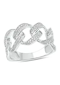 1/3 ct. t.w. Diamond Fashion Cuban Band Ring Sterling Silver
