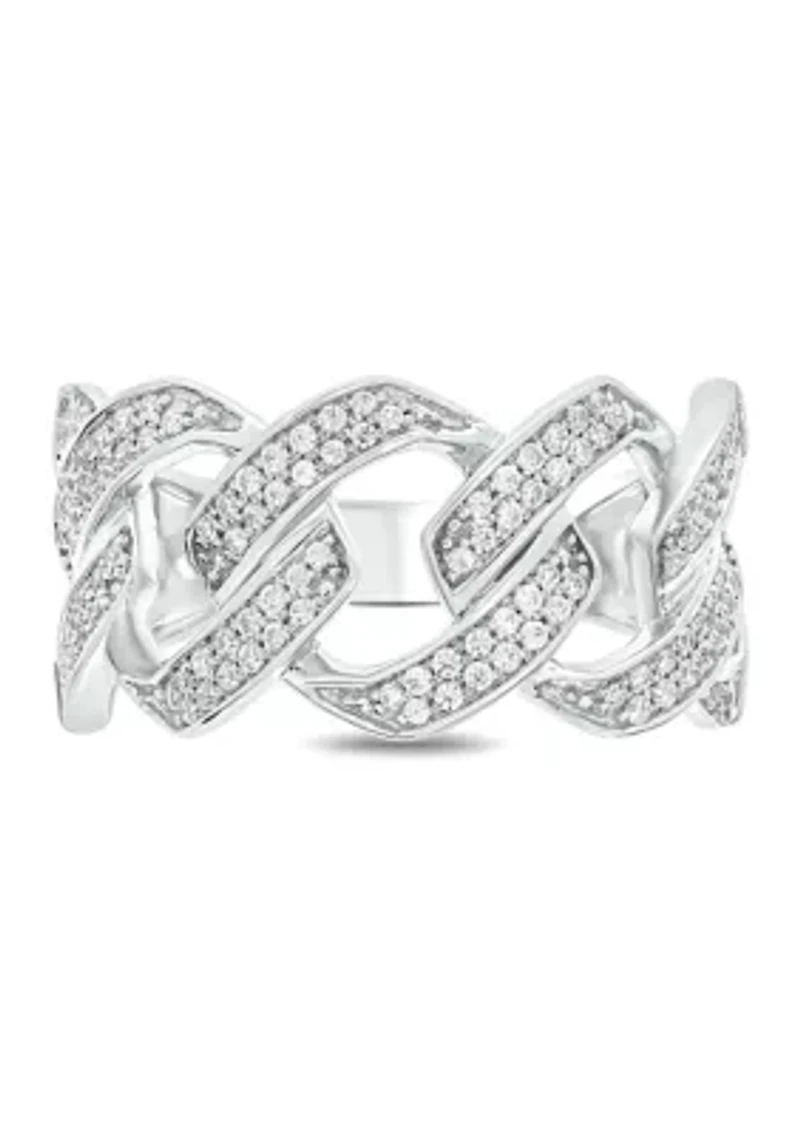 1/3 ct. t.w. Diamond Fashion Cuban Band Ring Sterling Silver