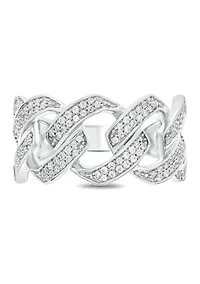 1/3 ct. t.w. Diamond Fashion Cuban Band Ring Sterling Silver