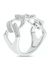 1/3 ct. t.w. Diamond Fashion Cuban Band Ring Sterling Silver