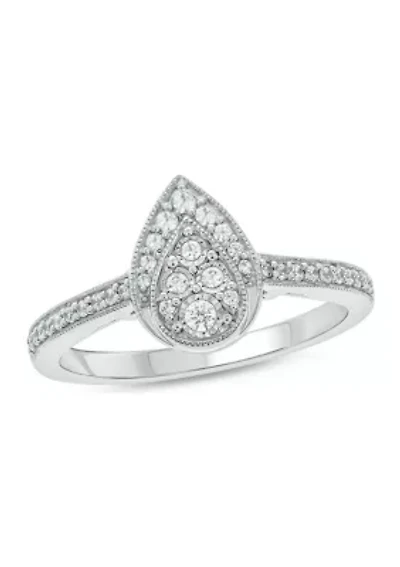 1/5 ct. t.w. Diamond Pear Shape Fashion Ring Sterling Silver