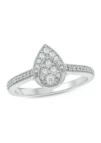 1/5 ct. t.w. Diamond Pear Shape Fashion Ring Sterling Silver