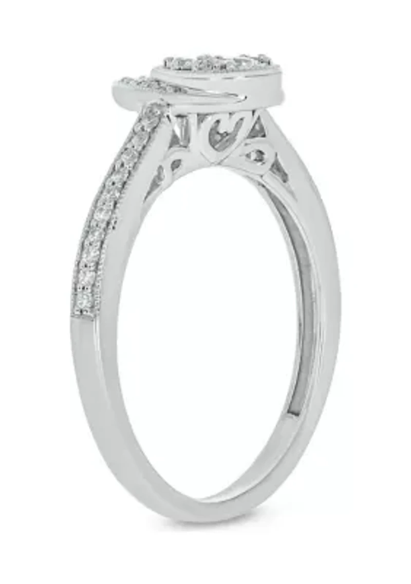 1/5 ct. t.w. Diamond Pear Shape Fashion Ring Sterling Silver