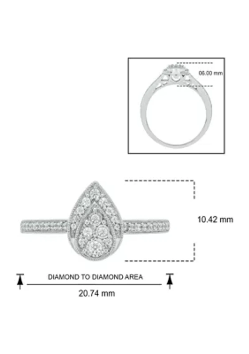 1/5 ct. t.w. Diamond Pear Shape Fashion Ring Sterling Silver