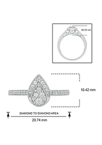 1/5 ct. t.w. Diamond Pear Shape Fashion Ring Sterling Silver