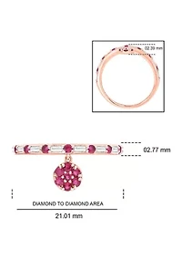 1/10 ct. t.w. Diamond and 3/8 Natural Ruby Color stone Charm Ring 14K Rose Gold
