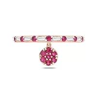 1/10 ct. t.w. Diamond and 3/8 Natural Ruby Color stone Charm Ring 14K Rose Gold