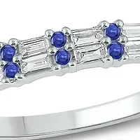 1/3 ct. t.w. Diamond & Blue Sapphire Anniversary Band 14K White Gold