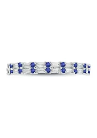 1/3 ct. t.w. Diamond & Blue Sapphire Anniversary Band 14K White Gold