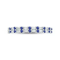1/3 ct. t.w. Diamond & Blue Sapphire Anniversary Band 14K White Gold