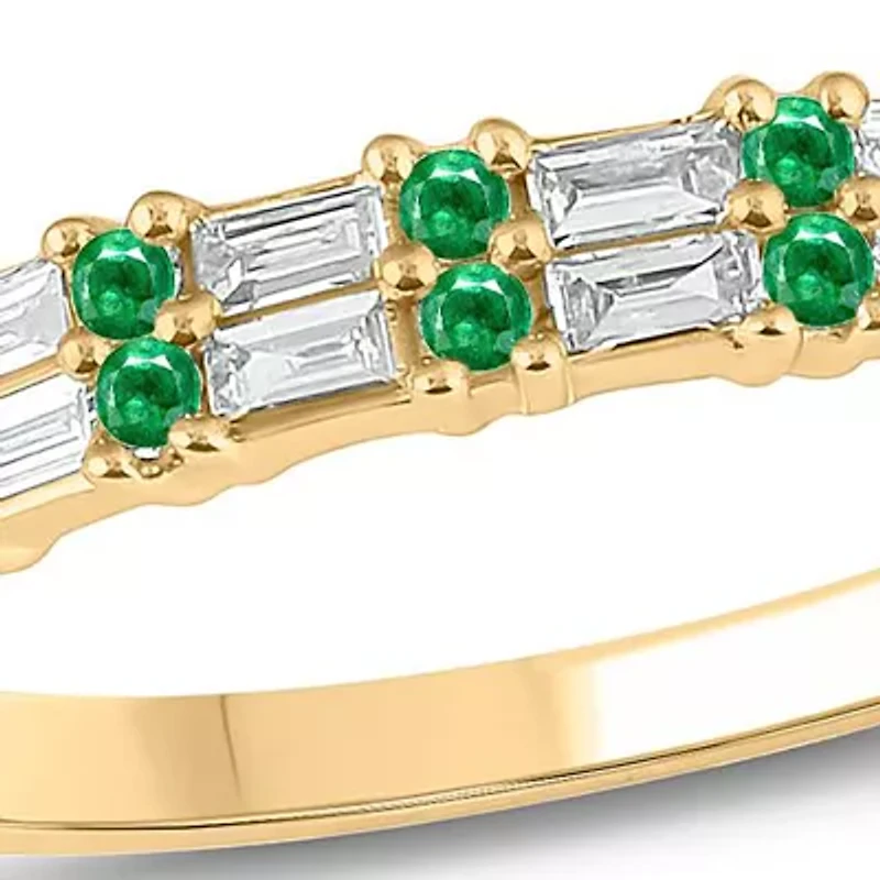 1/3 ct. t.w. Diamond & Emerald Anniversary Band 14K Yellow Gold