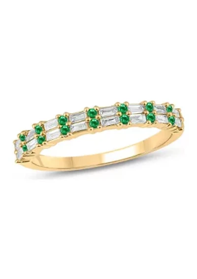 1/3 ct. t.w. Diamond & Emerald Anniversary Band 14K Yellow Gold