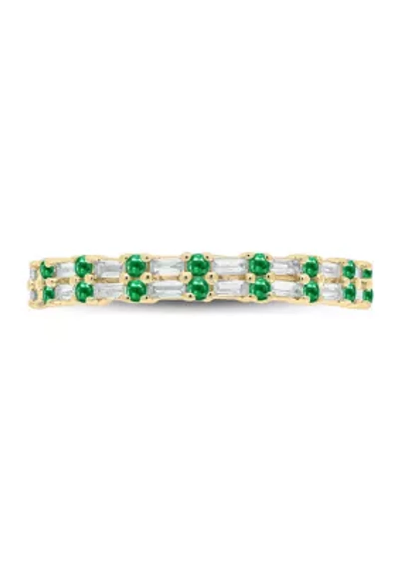 1/3 ct. t.w. Diamond & Emerald Anniversary Band 14K Yellow Gold