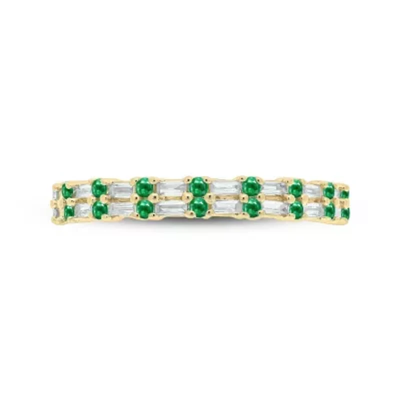 1/3 ct. t.w. Diamond & Emerald Anniversary Band 14K Yellow Gold