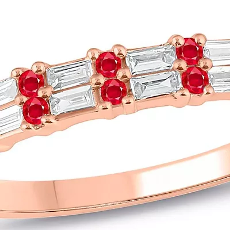 1/3 ct. t.w. Diamond & Ruby Anniversary Band 14K Rose Gold